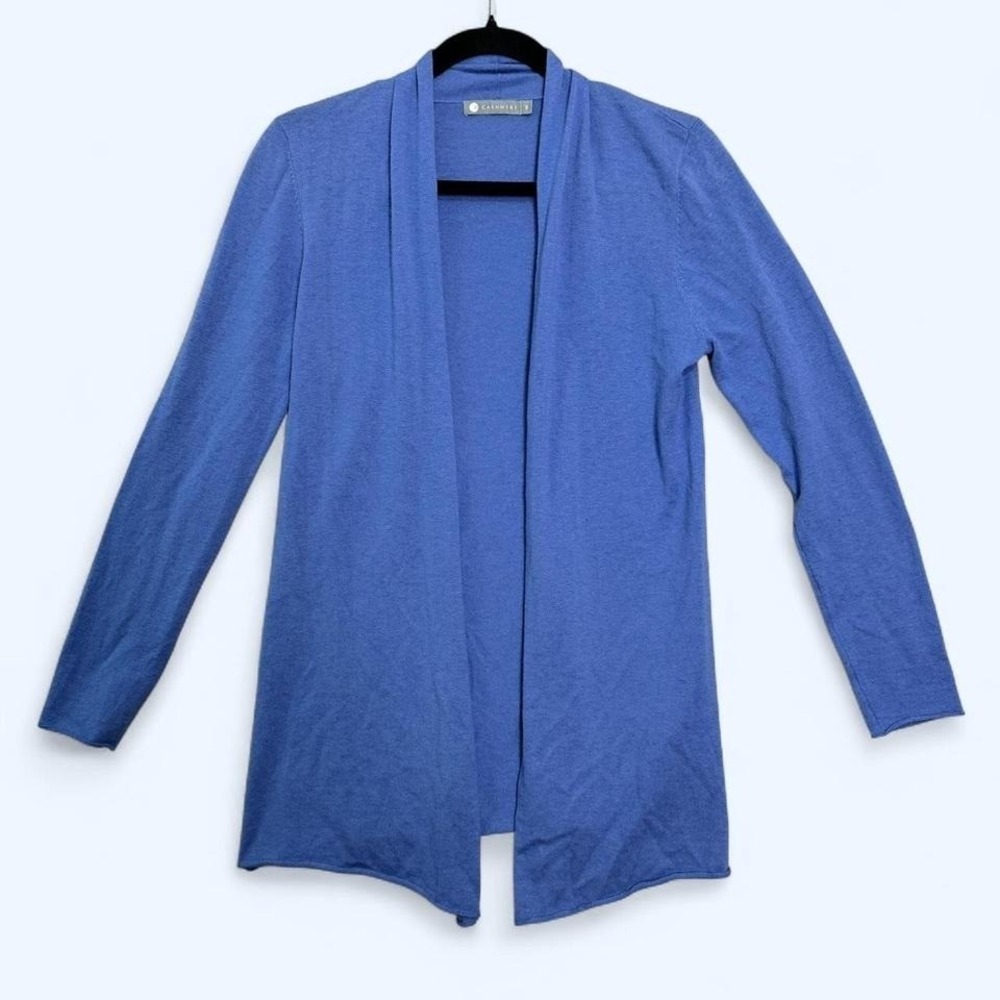 in Cashmere Blue Cardigan Sz S Minimalist Luxe Soft Knit Quiet Luxury Office